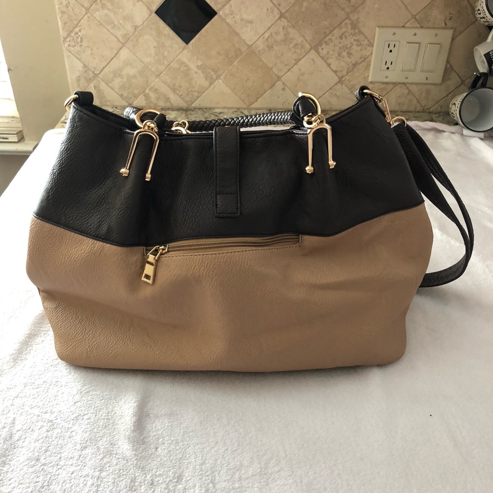 Black Rivet 3-In-1 Shoulder Tote Camel/Brow Preown - image 2